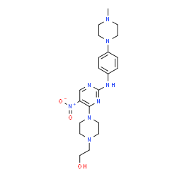 ChemSpider 2D Image | 2-[4-(2-{[4-(4-Methyl-1-piperazinyl)phenyl]amino}-5-nitro-4-pyrimidinyl)-1-piperazinyl]ethanol | C21H30N8O3