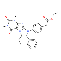 ChemSpider 2D Image | Ethyl [4-(6-ethyl-1,3-dimethyl-2,4-dioxo-7-phenyl-1,2,3,4-tetrahydro-8H-imidazo[2,1-f]purin-8-yl)phenyl]acetate | C27H27N5O4