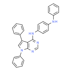 ChemSpider 2D Image | N-(5,7-Diphenyl-7H-pyrrolo[2,3-d]pyrimidin-4-yl)-N'-phenyl-1,4-benzenediamine | C30H23N5