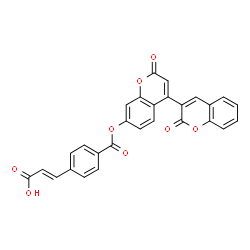 ChemSpider 2D Image | (2E)-3-(4-{[(2,2'-Dioxo-2H,2'H-3,4'-bichromen-7'-yl)oxy]carbonyl}phenyl)acrylic acid | C28H16O8