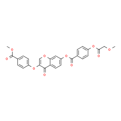 ChemSpider 2D Image | 3-[4-(Methoxycarbonyl)phenoxy]-4-oxo-4H-chromen-7-yl 4-(2-methoxyacetoxy)benzoate | C27H20O10