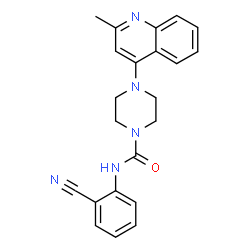 ChemSpider 2D Image | N-(2-Cyanophenyl)-4-(2-methyl-4-quinolinyl)-1-piperazinecarboxamide | C22H21N5O