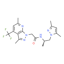 ChemSpider 2D Image | N-[1-(3,5-Dimethyl-1H-pyrazol-1-yl)-2-propanyl]-2-[3,6-dimethyl-4-(trifluoromethyl)-1H-pyrazolo[3,4-b]pyridin-1-yl]acetamide | C19H23F3N6O