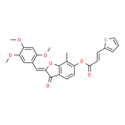 ChemSpider 2D Image | (2Z)-7-Methyl-3-oxo-2-(2,4,5-trimethoxybenzylidene)-2,3-dihydro-1-benzofuran-6-yl (2E)-3-(2-thienyl)acrylate | C26H22O7S