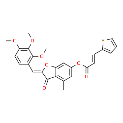 ChemSpider 2D Image | (2Z)-4-Methyl-3-oxo-2-(2,3,4-trimethoxybenzylidene)-2,3-dihydro-1-benzofuran-6-yl (2E)-3-(2-thienyl)acrylate | C26H22O7S