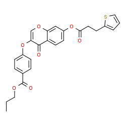 ChemSpider 2D Image | Propyl 4-[(4-oxo-7-{[3-(2-thienyl)propanoyl]oxy}-4H-chromen-3-yl)oxy]benzoate | C26H22O7S