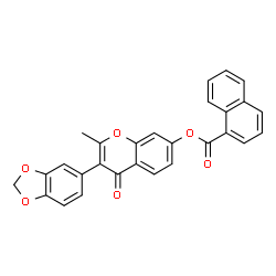 ChemSpider 2D Image | 3-(1,3-Benzodioxol-5-yl)-2-methyl-4-oxo-4H-chromen-7-yl 1-naphthoate | C28H18O6