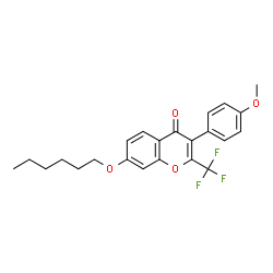 ChemSpider 2D Image | 7-(Hexyloxy)-3-(4-methoxyphenyl)-2-(trifluoromethyl)-4H-chromen-4-one | C23H23F3O4