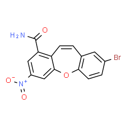 ChemSpider 2D Image | 8-Bromo-3-nitrodibenzo[b,f]oxepine-1-carboxamide | C15H9BrN2O4