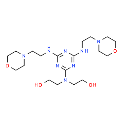 ChemSpider 2D Image | 2,2'-[(4,6-Bis{[2-(4-morpholinyl)ethyl]amino}-1,3,5-triazin-2-yl)imino]diethanol | C19H36N8O4