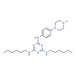 ChemSpider 2D Image | N~2~,N~4~-Dihexyl-N~6~-[4-(4-methyl-1-piperazinyl)phenyl]-1,3,5-triazine-2,4,6-triamine | C26H44N8