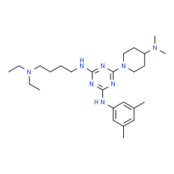 ChemSpider 2D Image | N-[4-(Diethylamino)butyl]-6-[4-(dimethylamino)-1-piperidinyl]-N'-(3,5-dimethylphenyl)-1,3,5-triazine-2,4-diamine | C26H44N8