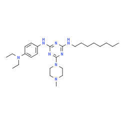 ChemSpider 2D Image | N-[4-(Diethylamino)phenyl]-6-(4-methyl-1-piperazinyl)-N'-octyl-1,3,5-triazine-2,4-diamine | C26H44N8