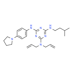 ChemSpider 2D Image | N~2~,N~2~-Diallyl-N~4~-(3-methylbutyl)-N~6~-[4-(1-pyrrolidinyl)phenyl]-1,3,5-triazine-2,4,6-triamine | C24H35N7