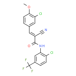 ChemSpider 2D Image | (2E)-3-(3-Chloro-4-methoxyphenyl)-N-[2-chloro-5-(trifluoromethyl)phenyl]-2-cyanoacrylamide | C18H11Cl2F3N2O2