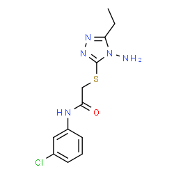 ChemSpider 2D Image | 2-[(4-Amino-5-ethyl-4H-1,2,4-triazol-3-yl)sulfanyl]-N-(3-chlorophenyl)acetamide | C12H14ClN5OS