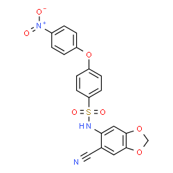 ChemSpider 2D Image | N-(6-Cyano-1,3-benzodioxol-5-yl)-4-(4-nitrophenoxy)benzenesulfonamide | C20H13N3O7S