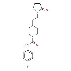 ChemSpider 2D Image | N-(4-Fluorophenyl)-4-[2-(2-oxo-1-pyrrolidinyl)ethyl]-1-piperidinecarboxamide | C18H24FN3O2