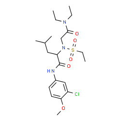 ChemSpider 2D Image | N-(3-Chloro-4-methoxyphenyl)-N~2~-[2-(diethylamino)-2-oxoethyl]-N~2~-(ethylsulfonyl)leucinamide | C21H34ClN3O5S