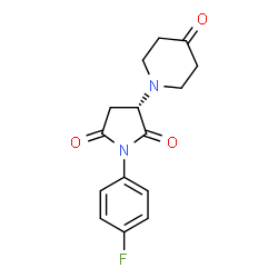 ChemSpider 2D Image | (3S)-1-(4-Fluorophenyl)-3-(4-oxo-1-piperidinyl)-2,5-pyrrolidinedione | C15H15FN2O3