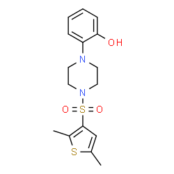 ChemSpider 2D Image | 2-{4-[(2,5-Dimethyl-3-thienyl)sulfonyl]-1-piperazinyl}phenol | C16H20N2O3S2