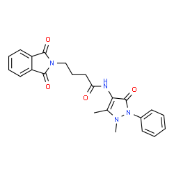 ChemSpider 2D Image | N-(1,5-Dimethyl-3-oxo-2-phenyl-2,3-dihydro-1H-pyrazol-4-yl)-4-(1,3-dioxo-1,3-dihydro-2H-isoindol-2-yl)butanamide | C23H22N4O4