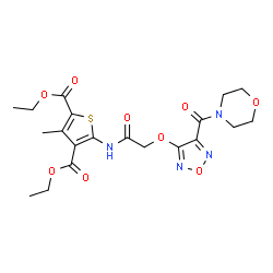 ChemSpider 2D Image | Diethyl 3-methyl-5-[({[4-(4-morpholinylcarbonyl)-1,2,5-oxadiazol-3-yl]oxy}acetyl)amino]-2,4-thiophenedicarboxylate | C20H24N4O9S