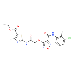 ChemSpider 2D Image | Ethyl 2-{[({4-[(3-chloro-2-methylphenyl)carbamoyl]-1,2,5-oxadiazol-3-yl}oxy)acetyl]amino}-4-methyl-1,3-thiazole-5-carboxylate | C19H18ClN5O6S