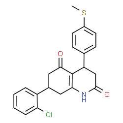 ChemSpider 2D Image | 7-(2-Chlorophenyl)-4-[4-(methylsulfanyl)phenyl]-4,6,7,8-tetrahydro-2,5(1H,3H)-quinolinedione | C22H20ClNO2S
