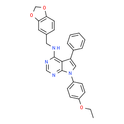 ChemSpider 2D Image | N-(1,3-Benzodioxol-5-ylmethyl)-7-(4-ethoxyphenyl)-5-phenyl-7H-pyrrolo[2,3-d]pyrimidin-4-amine | C28H24N4O3