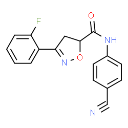 ChemSpider 2D Image | N-(4-Cyanophenyl)-3-(2-fluorophenyl)-4,5-dihydro-1,2-oxazole-5-carboxamide | C17H12FN3O2