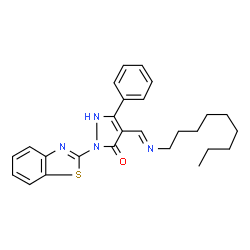 ChemSpider 2D Image | (E)-1-(benzo[d]thiazol-2-yl)-4-((nonylimino)methyl)-3-phenyl-1,2-dihydropyrazol-5-one | C26H30N4OS