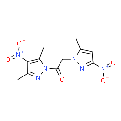 ChemSpider 2D Image | 1-(3,5-Dimethyl-4-nitro-1H-pyrazol-1-yl)-2-(5-methyl-3-nitro-1H-pyrazol-1-yl)ethanone | C11H12N6O5