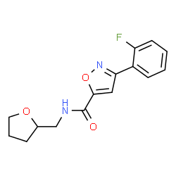 ChemSpider 2D Image | 3-(2-Fluorophenyl)-N-(tetrahydro-2-furanylmethyl)-1,2-oxazole-5-carboxamide | C15H15FN2O3