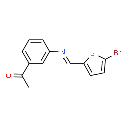 ChemSpider 2D Image | 1-(3-{(E)-[(5-Bromo-2-thienyl)methylene]amino}phenyl)ethanone | C13H10BrNOS