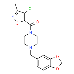 ChemSpider 2D Image | [4-(1,3-Benzodioxol-5-ylmethyl)-1-piperazinyl](4-chloro-3-methyl-1,2-oxazol-5-yl)methanone | C17H18ClN3O4