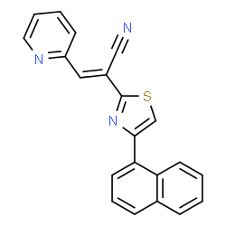 ChemSpider 2D Image | (2E)-2-[4-(1-Naphthyl)-1,3-thiazol-2-yl]-3-(2-pyridinyl)acrylonitrile | C21H13N3S