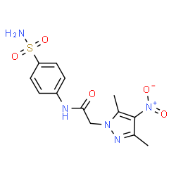 ChemSpider 2D Image | 2-(3,5-Dimethyl-4-nitro-1H-pyrazol-1-yl)-N-(4-sulfamoylphenyl)acetamide | C13H15N5O5S