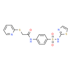 ChemSpider 2D Image | 2-(2-Pyridinylsulfanyl)-N-[4-(1,3-thiazol-2-ylsulfamoyl)phenyl]acetamide | C16H14N4O3S3
