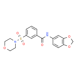 ChemSpider 2D Image | N-(1,3-Benzodioxol-5-yl)-3-(4-morpholinylsulfonyl)benzamide | C18H18N2O6S