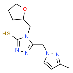 ChemSpider 2D Image | 5-[(3-methylpyrazol-1-yl)methyl]-4-(oxolan-2-ylmethyl)-2H-1,2,4-triazole-3-thione | C12H17N5OS