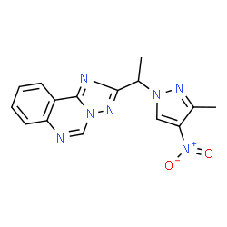 ChemSpider 2D Image | 2-[1-(3-Methyl-4-nitro-1H-pyrazol-1-yl)ethyl][1,2,4]triazolo[1,5-c]quinazoline | C15H13N7O2