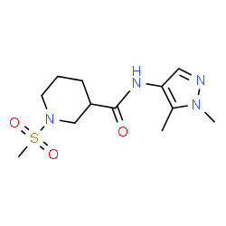 ChemSpider 2D Image | N-(1,5-Dimethyl-1H-pyrazol-4-yl)-1-(methylsulfonyl)-3-piperidinecarboxamide | C12H20N4O3S