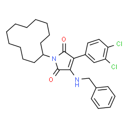 ChemSpider 2D Image | 3-(Benzylamino)-1-cyclododecyl-4-(3,4-dichlorophenyl)-1H-pyrrole-2,5-dione | C29H34Cl2N2O2