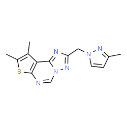 ChemSpider 2D Image | 8,9-Dimethyl-2-[(3-methyl-1H-pyrazol-1-yl)methyl]thieno[3,2-e][1,2,4]triazolo[1,5-c]pyrimidine | C14H14N6S
