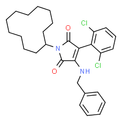 ChemSpider 2D Image | 3-(Benzylamino)-1-cyclododecyl-4-(2,6-dichlorophenyl)-1H-pyrrole-2,5-dione | C29H34Cl2N2O2