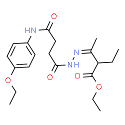 ChemSpider 2D Image | Ethyl (3Z)-3-({4-[(4-ethoxyphenyl)amino]-4-oxobutanoyl}hydrazono)-2-ethylbutanoate | C20H29N3O5