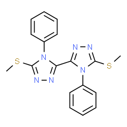 ChemSpider 2D Image | 5,5'-Bis(methylsulfanyl)-4,4'-diphenyl-4H,4'H-3,3'-bi-1,2,4-triazole | C18H16N6S2