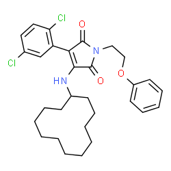 ChemSpider 2D Image | 3-(Cyclododecylamino)-4-(2,5-dichlorophenyl)-1-(2-phenoxyethyl)-1H-pyrrole-2,5-dione | C30H36Cl2N2O3