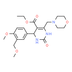 ChemSpider 2D Image | Ethyl 4-[4-methoxy-3-(methoxymethyl)phenyl]-6-(4-morpholinylmethyl)-2-oxo-1,2,3,4-tetrahydro-5-pyrimidinecarboxylate | C21H29N3O6